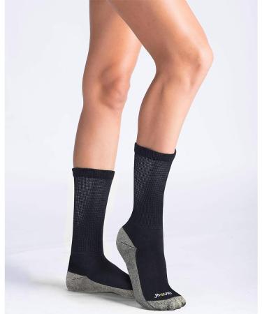 JAVIE Copper Crew Socks - Men & Women Sports Wicking Moisture Workout Training Socks - Diabetic Non-binding Seamless Toe - 5 Pairs - Medium - Black, Fuchsia, Blue - Buy Online on GoSupps.com