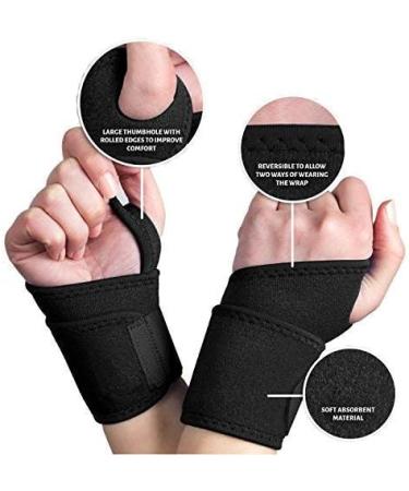 Adjustable Wrist Brace & Wraps Support 2 Pack for Carpal Tunnel Sports & Weightlifting - Black Fits All Hands - Buy Online on GoSupps.com