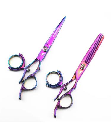 Hair Cutting Scissors Shears 6 Inch Swivel Scissors Fly Scissors Hairdressing Barber Swivel Shears 720 Degrees Rotary Handle Thumb Shears Flying Shears Rotary Set
