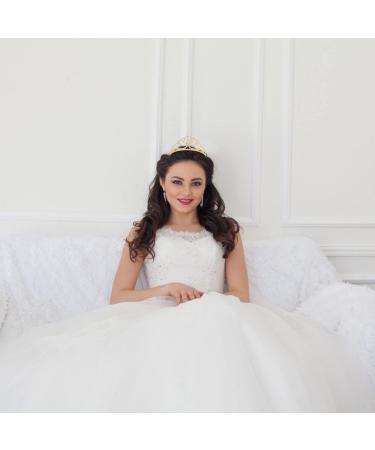 FASOTY Gold Crystal Tiara Crown for Women - Elegant Bridal Headband for Wedding, Prom, Birthday - Princess Hair Accessory with Combs - Buy Online on GoSupps.com