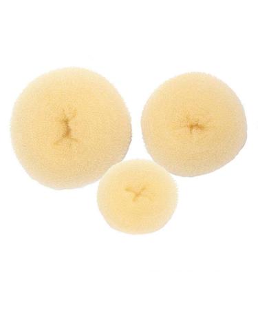 Bun cushion 3 pieces (1 large + 1 medium + 1 small) bun rings donuts for chignons for girls women DIY styling accessories beige