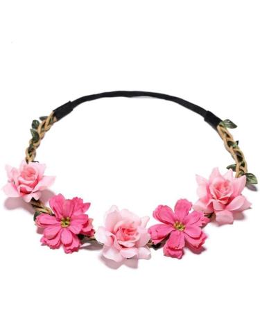 Lankater Floral Headband Garland Floral Crown Flower Halo Floral Headpiece Hair Wreath Wedding Festival Party Photos Accessories - Buy Online on GoSupps.com
