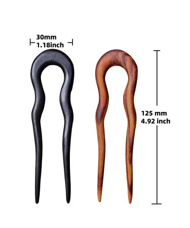 CHOISBEING Handmade Wooden U-Shaped Hair Fork for Long Hair - French Hairpin Vintage Two Prong Hair Clip for Women - Buy Online on GoSupps.com