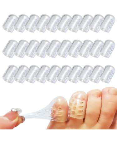 GROVL 30Pcs Silicone Anti-Friction Toe Protector Breathable Toe Caps Clear Pinky Toe Cover Protector with Holes for Women Men Toe Protector Silicone for Cushions Ingrown Toenails Calluses Blisters.