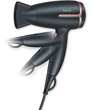 Beurer Style Pro HC25 Travel Hair Dryer - Dual Voltage Lightweight Portable Hairdryer (1200/1600 Watts) - Ion Function & Overheat Protection - Gold/Black - Buy Online on GoSupps.com