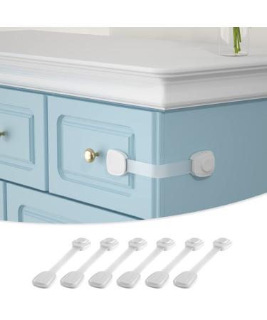 SAFELON 6 Pcs Baby Safety Cupboard & Cabinet Locks Childproof Strap Locks Baby Security Multi-Function Lock for Drawers Fridges Toilets Cupboards Cabinets (Clear White)