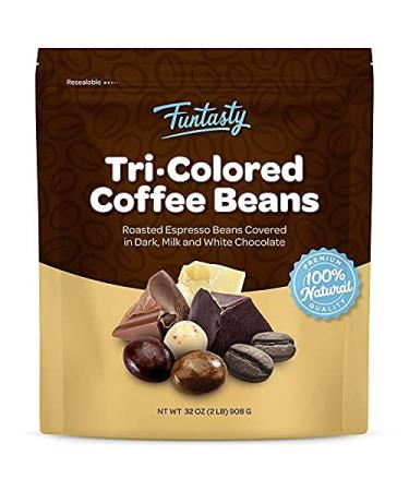 Funtasty Chocolate Covered Espresso Coffee Beans Tri-Colored, 2 Pound Pack Tri-Colored 2 Pound (Pack of 1)