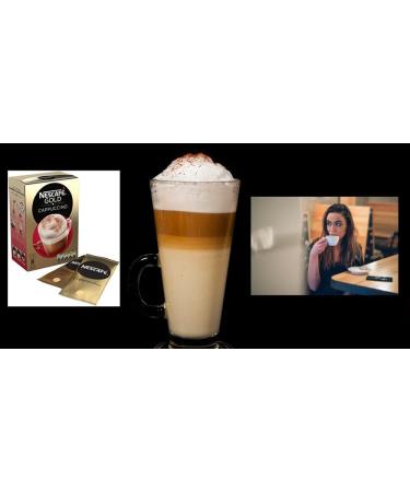 Nescafe Cappuccino Sachets Instant Coffee Bundle Contains 48 x Nescafe Gold Cappuccino With Reusable Coffee Cup & 48 x Temas Store Coffee Stirrers |Coffee Sachets Individually Wrapped | Instant Coffee - Buy Online on GoSupps.com