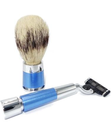 NSNT Exquisit Men's Shaving Brush - Fashionable Aluminum Beard Gift with Classic Safety Handle - 10x15cm Silver - Buy Online on GoSupps.com