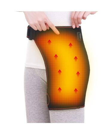 Electric Heated Hip Wrap Heating Thigh Brace Therapy Heated Hip Support for Bursitis Hamstring Arthritis Bursitis Injuries Nerve Pain Relief 3 Temperature Settings & Timer