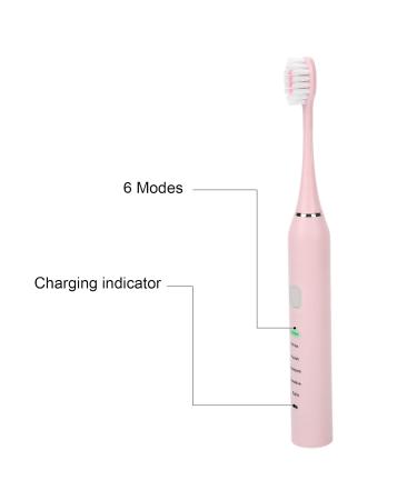 FILFEEL Electric Toothbrush - Rechargeable Whitening Teeth Cleaner Portable for Adults 4 Brush Heads - Pink - Buy Online on GoSupps.com