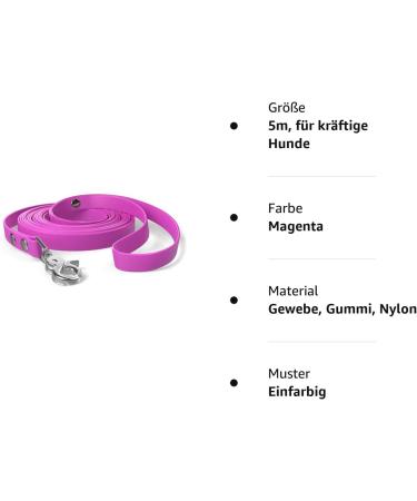 Shop 5m Magenta Dog Leash - Durable Dirt & Water Repellent Towline for Strong Dogs - Buy Online on GoSupps.com
