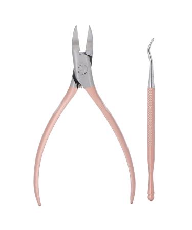 Ingrown Toenail Clippers Toenail Clippers with Toenail Lifter Stainless Steel Toenail Nippers Toenail Lifter Kit Toenail Clippers for Thick Nails Fingernail Toenail Trimmmer for Ingrown(Rose Gold)