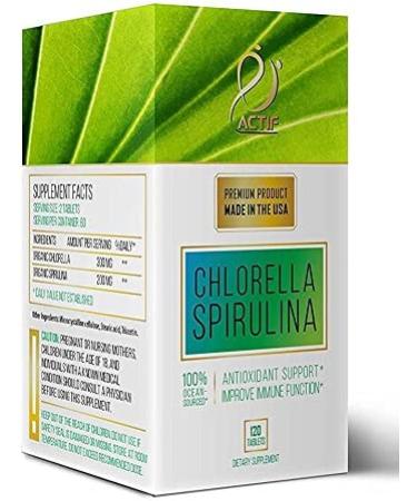 Organic Chlorella and Spirulina Tablets Non-GMO Detox Supplement | Vegan Diet - 120ct - Made in USA - Buy Online on GoSupps.com