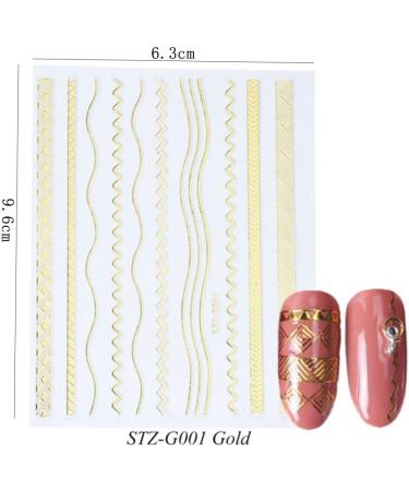 Star Silver Gold Lines Stripe Geometric Nail Art Decoration 3D Nail Sticker Transfer Stickers Shining Decals(1) Style1 - Buy Online on GoSupps.com
