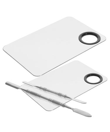 Ipetboom 2 Set Makeup Palette Manicure Tools Professional Mixing Palette Foundation Mixing Plate Artist Mix Palette Mixing Plate Tool Stainless Steel Nail Plate Butterfly 14.9x10x0.3cm Silver