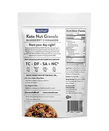 NuTrail Keto Nut Granola Blueberry Cinnamon 2 Pack (22 oz Each 44 oz Total) - Low Carb Grain-Free No Added Sugars No-GMO - Healthy Breakfast Cereal | Gourmet Kitchn blueberry cinnamon 1.375 Pound (Pack of 2) - Buy Online on GoSupps.com