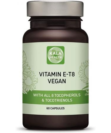 Kala Health Unique Vegan Formula with all 8 Tocopherols and Tocotrienols Vitamin E 400 IU Contains no PAHs, Heavy Metals, Contaminants or Preservatives - Certified Sustainable - Hair, Scars and Skin 60