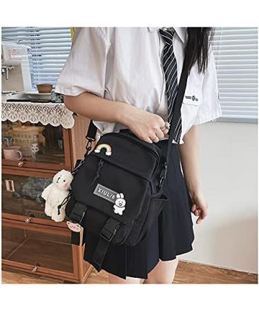 Kawaii Black Mini Backpack with Accessories for Teens - Aesthetic Small Backpack - Buy Online on GoSupps.com