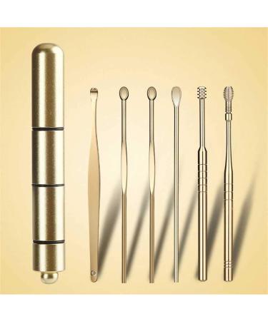 FZZDP 6 Pcs/Set Stainless Steel Spiral Ear Pick Spoon Ear Wax Removal Cleaner Multifunction Portable Ear Pick Ear Care Beauty Tools (Color : E)