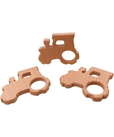 Wendysun 10pcs Cartoon Wood Teether Baby Teething Toy Set - Natural Animal Tractor Shape Beech Teether for DIY Pendant Nursing - Buy Online on GoSupps.com