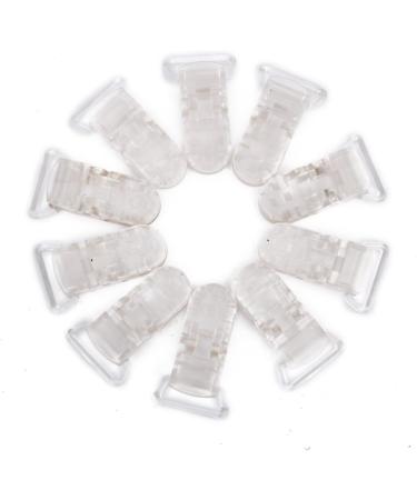 Pack of 10 Clear Plastic Clips - Multifunctional Pacifier Holders | 39 x 16 mm | International Shipping Available - Buy Online on GoSupps.com