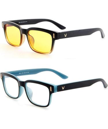 Buy Gaming Glasses - Anti Fatigue Blue Light Blocking Eyewear UV Protection - Black & Blue Frame White Lens - Buy Online on GoSupps.com