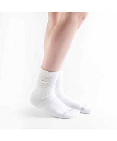 Doc Ortho Ultra Soft Loose Fit Diabetic Socks 3 Pairs 1/4 Crew White X-Large