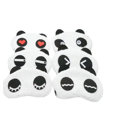 EleCharm 6PCS Cute Panda Sleep Mask Soft Plush Eyeshade Eyepatch Travelling Blinfold Mask