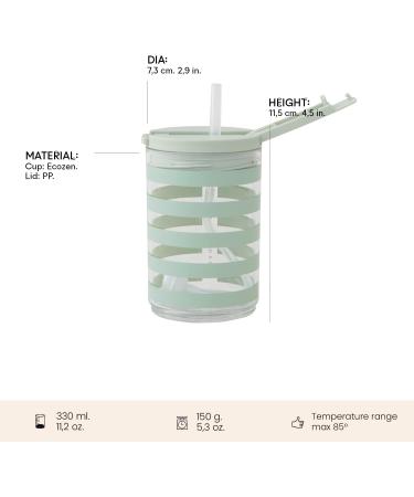 Design Letters Baby and Kids LIFE Leak-proof Straw Cup Green Stripe (330 ml) | Training Sippy Cup for Toddlers & Babies | Weaning Cup for Milk, Water, Juice | BPA and BPS-Free - Buy Online on GoSupps.com