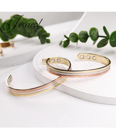 Jeracol Copper Magnetic Bracelet for Women - Adjustable Size Cuff Bangle with Ultra Strength Magnets - Three Colors - Magnetic Brazaletes & Gift Box - Buy Online on GoSupps.com