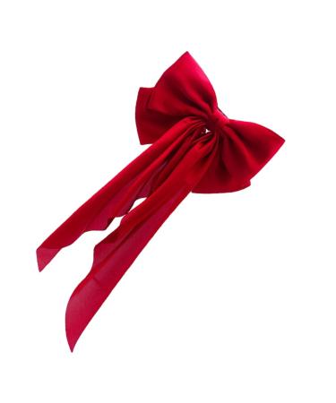 DOITOOL Satin Ribbon Hairpin Hair Clip Bows for Hair Barrettes for Teen Girls Hair Ribbons for Teen Girls Hair Bow Clips Hair Bows for Women Miss Bow Tie Headgear Metal Red