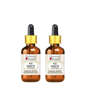 Greenwood Essential Pure Paprika Oil (Capsicum annuum) with Glass Dropper Cold Pressed (Pack of Two) 100ml X 2 (6.76 oz)