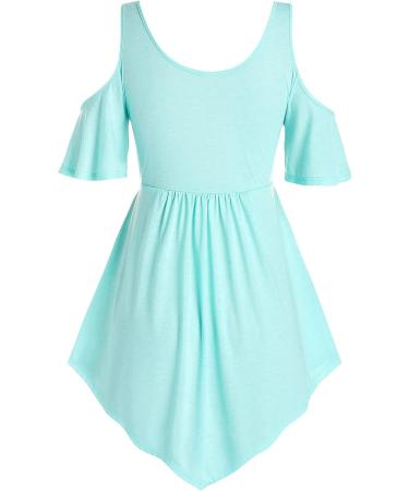 Blue XX-Large Women's Plus Size Lace V-Neck Tunic Blouse | Cold Shoulder Summer Top - Buy Online on GoSupps.com