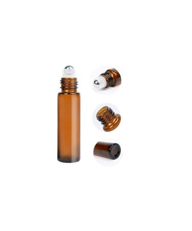 Timiili Portable 10ml Amber Glass Essential Oil Roller Bottles - 7 Pack with Stainless Steel Roller Balls - Buy Online on GoSupps.com