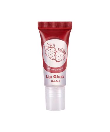 Generisch Fruit Flavored Lip Gloss Set Long Lasting Hydrating Nourishing Oil Soft Smooth Hydrating Lipstick For Dry Lips Balm 9 ml Baume l vres avec couleur rouge (E A)