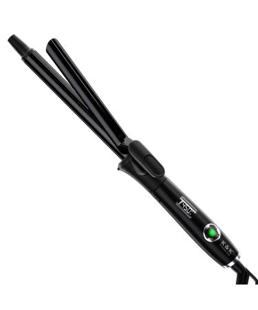 3/4 Inch Curling Iron with Clipped Tourmaline Ceramic Barrel Professional 0.75Inch Hair Curler up to 450 F Dual Voltage for Traveling 60 Mins Auto Off Suit for Different (Black 0.75 Inch) 0.75 Inch Black