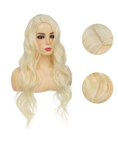 Siudus Blonde Long Curly Wigs for Women - Wavy Side Part Synthetic Heat-Resistant Hair Wig for Daily Cosplay and Halloween Use - Buy Online on GoSupps.com