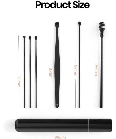 6 Pcs Professional Double-Headed Ear Wax Removal Kit | Earwax Removal Tools with Cleaning Brush and Storage Box - Black - Buy Online on GoSupps.com