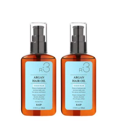 RAIP R3 Argan Hair Oil 100ml / 3.38 fl.oz For all types of hair. Alcohol Free (Ocean Blue)