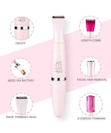 3-in-1 Women's Bikini Trimmer | Cordless Wet & Dry Shaver | Painless Hair Removal Kit | Electric Razor for Facial, Body, Eyebrow | Ladies Grooming Tool - Pink - Buy Online on GoSupps.com