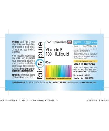 Fair & Pure - Vitamin E 100 I.U.liquid - vitamin E oil - 50 ml - Buy Online on GoSupps.com