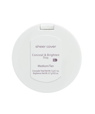 Sheer Cover Studio Conceal and Brighten Highlight Trio - Medium/Tan Shade with FREE Concealer Brush - 3 Grams - Buy Online on GoSupps.com