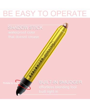 ETEDES Cream Matte & Shimmer Eyeshadow Stick Pencil | Waterproof Smoky Eye Makeup with Soft Brush | Long Lasting (Glitter White) - Buy Online on GoSupps.com