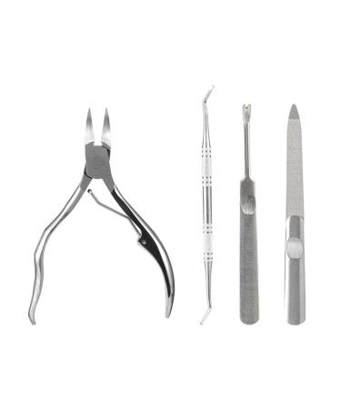 Portable Nail Clipper Set for feet Professional Thick toenail Clipper Suitable for Thick Nails and ingrown Nails Wide jaw Opening Nail Clipper Set toenail Clipper Suitable for ingrown Manicure and 4pc Silver