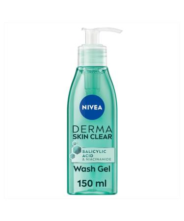 NIVEA Derma Skin Clear Wash Gel (150ml) Deep Cleansing Salicylic Acid Face Wash Enriched with Niacinamide to Cleanse Pores and Remove Impurities For Blemish-Prone Skin Deep Cleansing Face Wash Gel