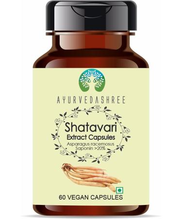 Shatavari Extract 500mg - 60 Vegetarian Capsules | Asparagus Racemosus | All Natural | 100% Vegan | Gluten-Free. Shatavari 60 Count (Pack of 1)