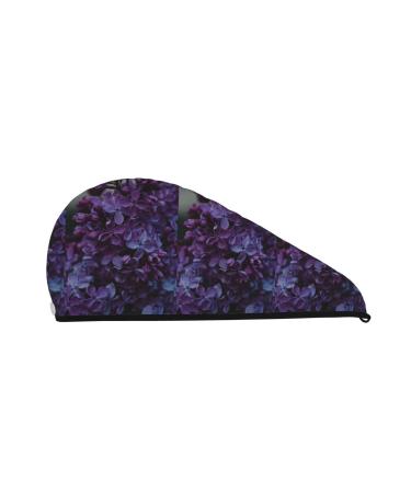 Hair Towel Wrap Hair Drying Towel with Button Towel Turban Head Towel to Dry Hair Quickly (Lilac)