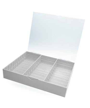 HIOPOIUYT Transparent Dustproof Box For False Nails Art Keep Your Masterpieces Clean Adjustable Dividers Easy To Carry Protective Case For Nail Products White