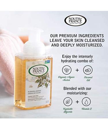 Blooming Jasmine Foaming Hand Soap by South of France Clean Body Care | Hydrating Organic Agave Nectar Wash 8 oz Pump Bottle (6 Pack) - Buy Online on GoSupps.com
